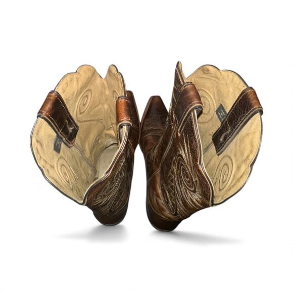 Justin L4332 Brown Damiana Cow Snipped Toe Western Boots Women Sz 7B Embroidered - Picture 7 of 9